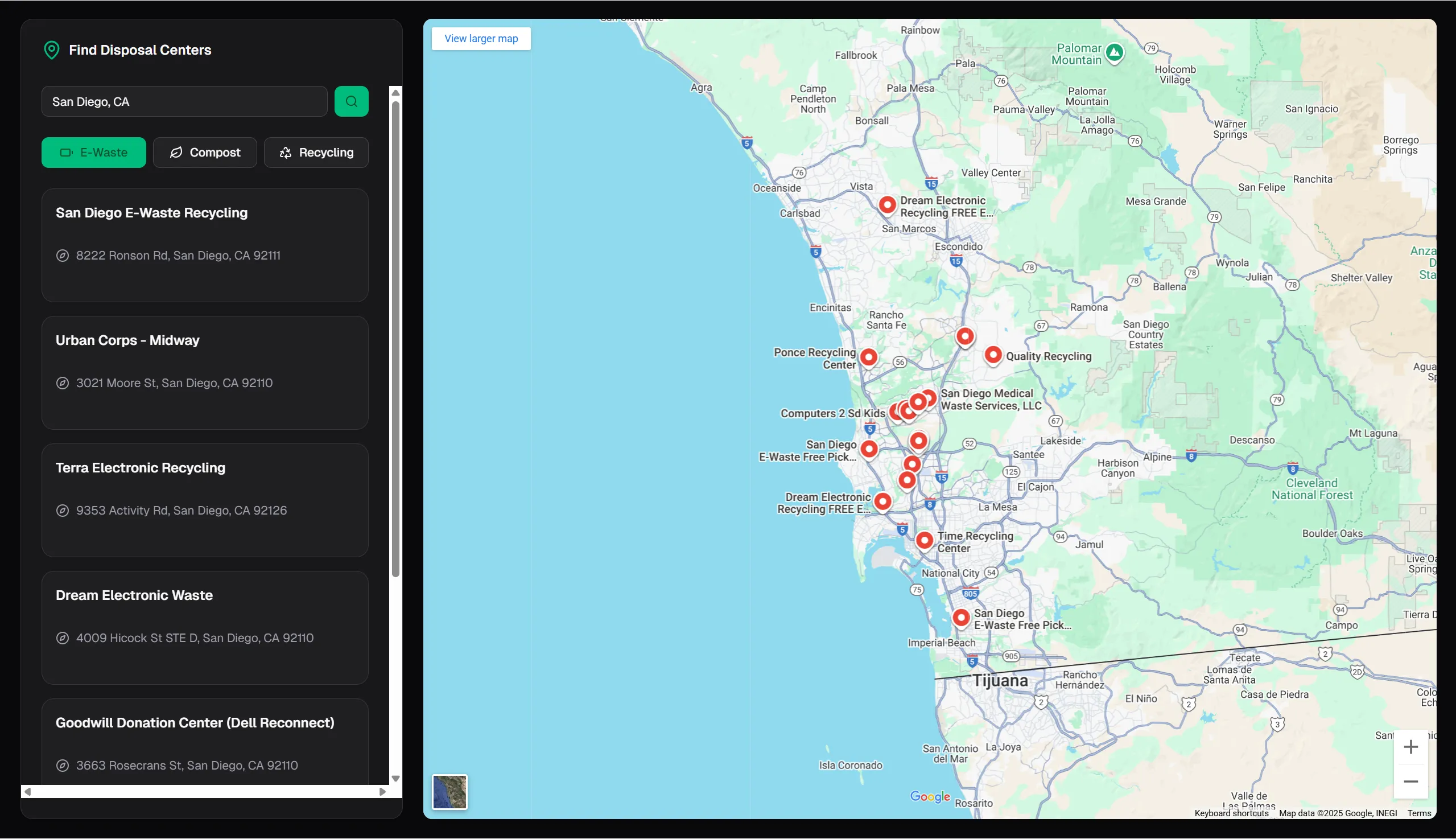 Scrapp map of nearby drop-off locations